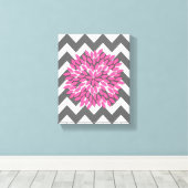 Dahlia zu Chevrons in rosa und graue Leinwand (Insitu (Holzboden))