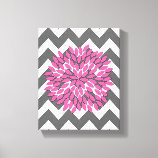 Dahlia zu Chevrons in rosa und graue Leinwand (Vorderseite)
