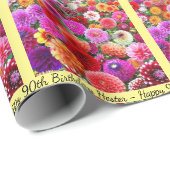 Dahlias Birthday Name & Age Summer Geschenkpapier (Rolleneckpunkt)