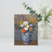 Dahlias Blue White Vase Paul Cezanne Postkarte (Stehend Vorderseite)