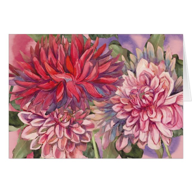 Dahlias Blume Aquarell (Vorderseite (Horizontal))