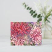 Dahlias Blume Aquarell Postkarte (Stehend Vorderseite)