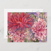 Dahlias Blume Aquarell Postkarte (Vorne/Hinten)
