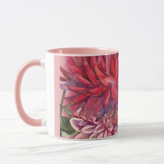 Dahlias Blume Aquarell Tasse (Links)