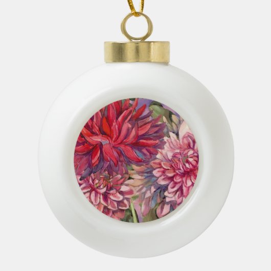 Dahlias-Blume Keramik Kugel-Ornament (Vorderseite)