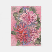 Dahlias Blume rosa Aquarellmuster Fleecedecke (Vorderseite)