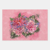 Dahlias Blume rosa Aquarellmuster Geschenkpapier Set (Vorderseite)
