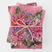 Dahlias Blume rosa Aquarellmuster Geschenkpapier Set (Beispiel)