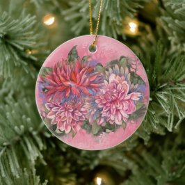 Dahlias Blume rosa Aquarellmuster Keramik Ornament