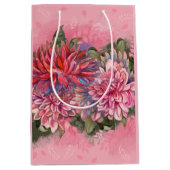 Dahlias Blume rosa Aquarellmuster Mittlere Geschenktüte (Vorderseite)