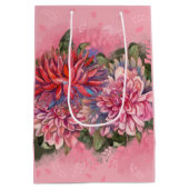 Dahlias Blume rosa Aquarellmuster Mittlere Geschenktüte (Rückseite)