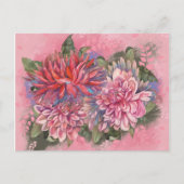 Dahlias Blume rosa Aquarellmuster Postkarte (Vorderseite)