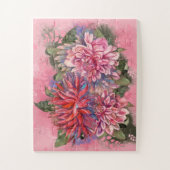 Dahlias Blume rosa Aquarellmuster Puzzle (Vertikal)