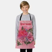 Dahlias Blume rosa Aquarellmuster Schürze (Getragen)