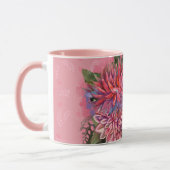 Dahlias Blume rosa Aquarellmuster Tasse (Links)