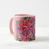 Dahlias Blume rosa Aquarellmuster Tasse (Vorderseite Links)