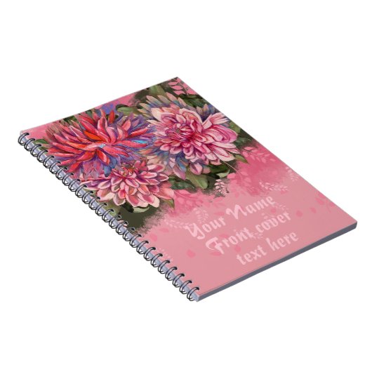 Dahlias Blume Rosa Wasserfarbe Notizblock (Rechte Seite)