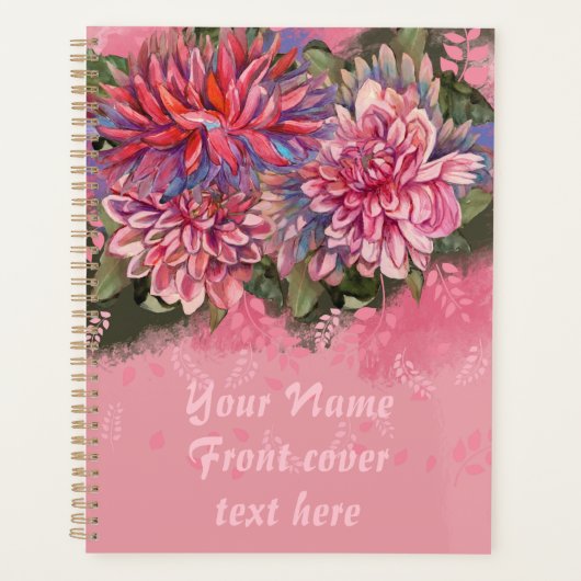 Dahlias Blume Rosa Wasserfarbe Planer (Vorderseite)
