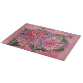 Dahlias Blume Rosa Wasserfarbe Schneidebrett (Ecke)