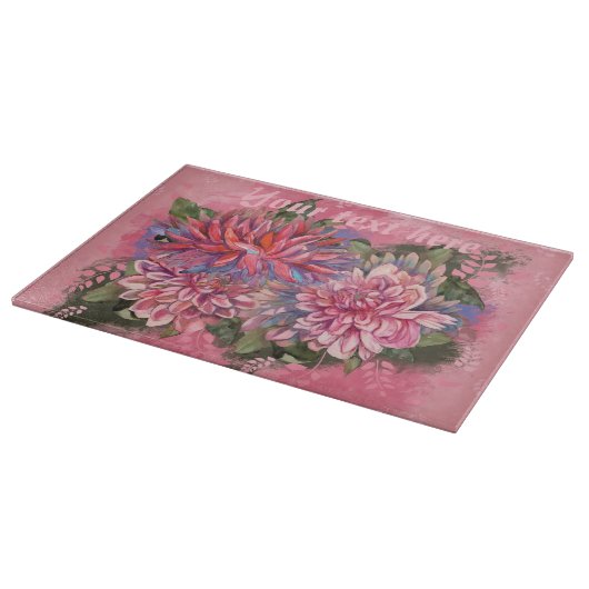 Dahlias Blume Rosa Wasserfarbe Schneidebrett (Ecke)