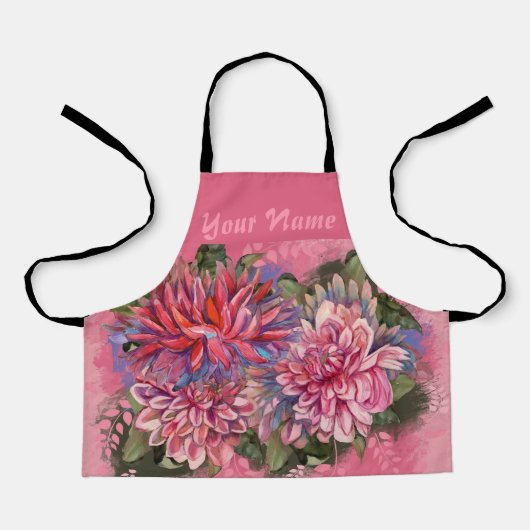 Dahlias Blume Rosa Wasserfarbe Schürze (Vorderseite)