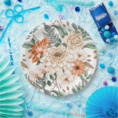 Dahlias daisy Farne Pfirsich Weiß romantisch Pappteller (Party)