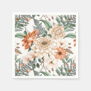 Dahlias daisy Farne Pfirsich Weiß romantisch Serviette