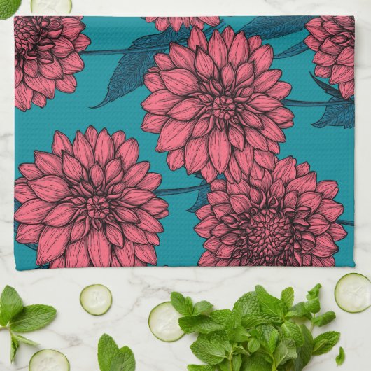 Dahlias Geschirrtuch (Gefaltet)