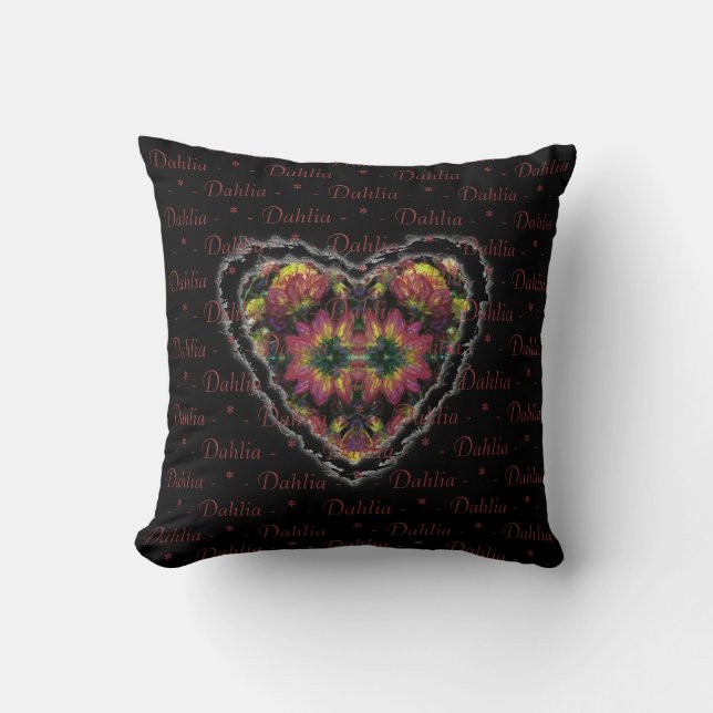Dahlias Heart Tapestry Kissen (Vorderseite)