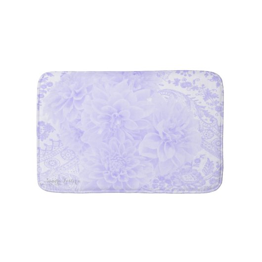 Dahlias in Blau Badematte (Vorderseite)