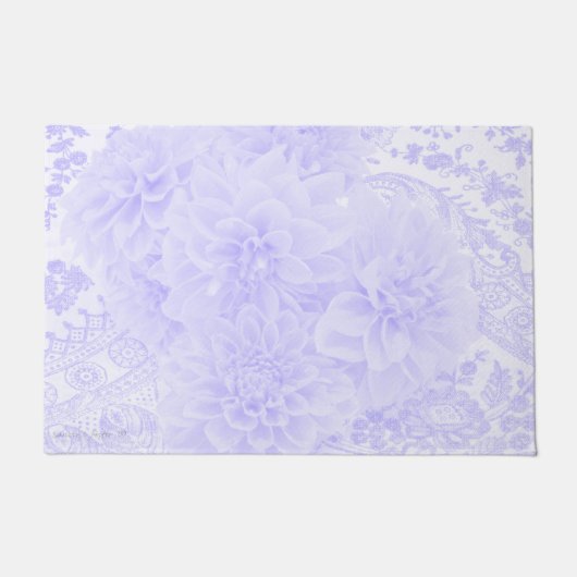 Dahlias in Blau Fußmatte (Vorderseite)