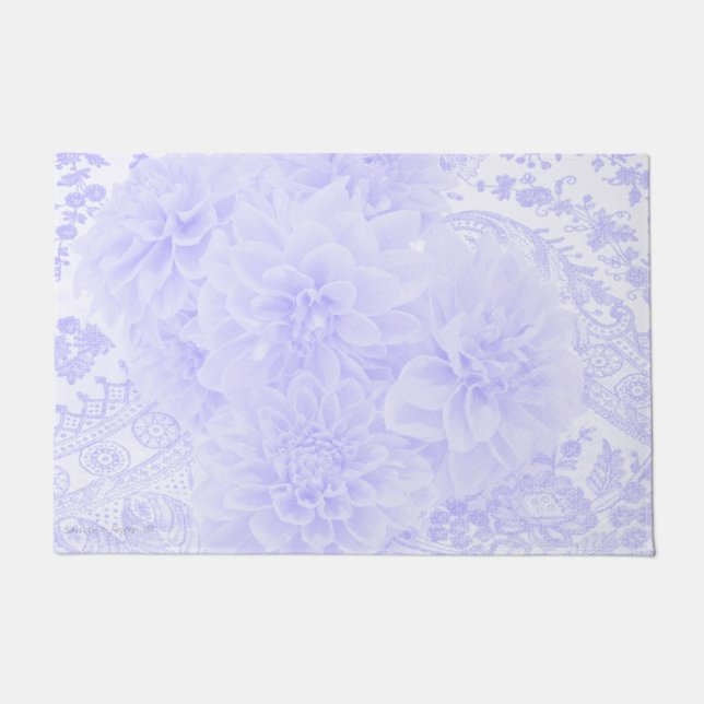 Dahlias in Blau Fußmatte (Vorderseite)