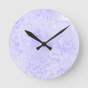 Dahlias in Blau Runde Wanduhr