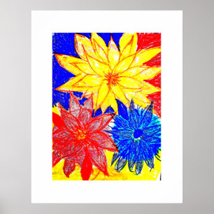 Dahlias kontrahierendes Holz Foto drucken Poster