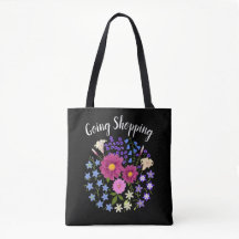 Dahlias mit Bluebells Tote Bag