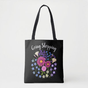 Dahlias mit Bluebells Tote Bag Tasche