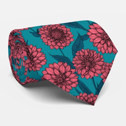 Dahlias Neck Tie Krawatte (Gerollt)