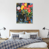 Dahlias und Black Cat, Kunstmalerei, Leinwanddruck (Insitu (Schlafzimmer))
