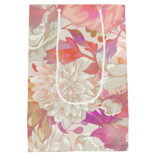 Dahlias- und Rose-Design Mittlere Geschenktüte (Rückseite)