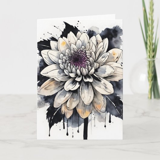 Dahlie - Aquarellblumen Karte (Vorderseite)
