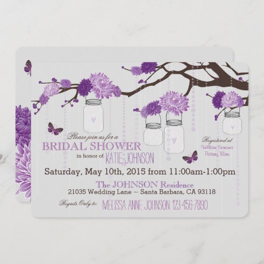 Dahlie-Blumen-Niederlassungs-modernes Brautparty Einladung (Vorne/Hinten)