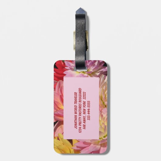 Dahlie-Blumenblätter Gepäckanhänger (Rückseite vertikal)