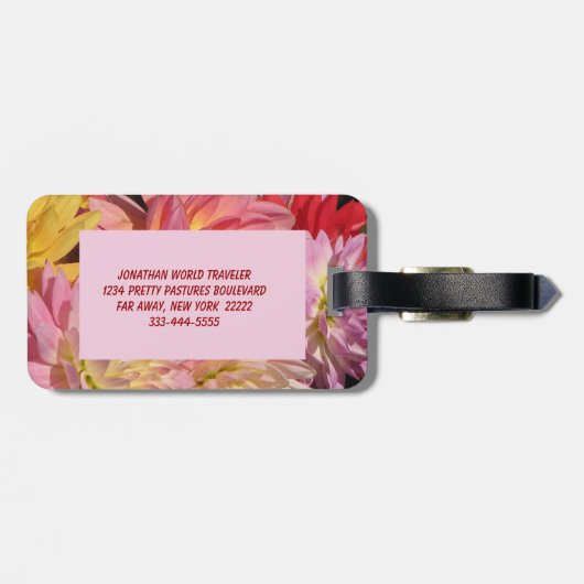 Dahlie-Blumenblätter Gepäckanhänger (Rückseite horizontal)