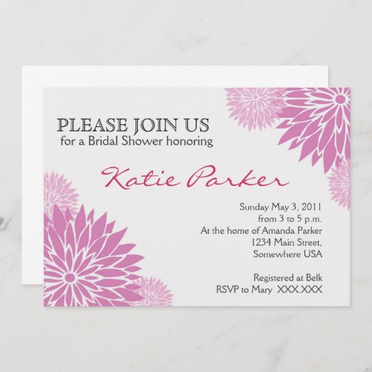 Dahlie-lila Blume Einladung (Vorne/Hinten)