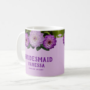 Dahlie Lila Lavendel Florale Hochzeit Brautjungfer Kaffeetasse