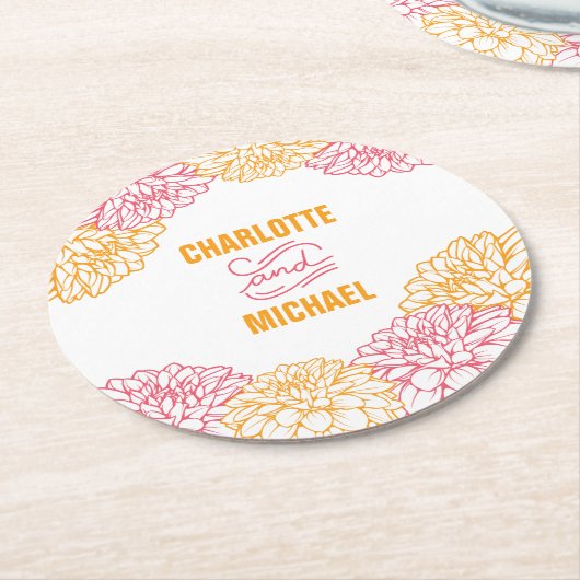 Dahlie-PapierUntersetzer Runder Pappuntersetzer (Angewinkelt)