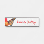 Dahlie-Schmetterlings-Schreibtisch-hängendes Türschild (Vorderseite )