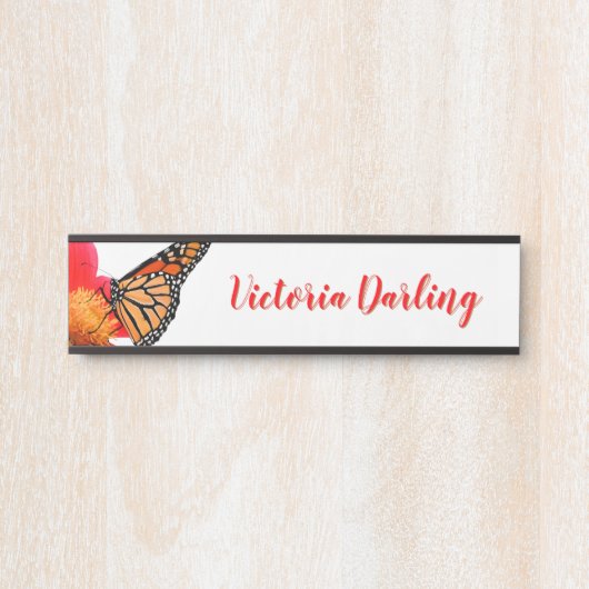 Dahlie-Schmetterlings-Schreibtisch-hängendes Türschild (Vorderseite )