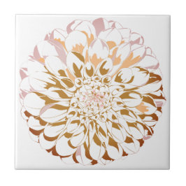 Dahlien-Blumen-Keramik-Akzentfliese - Sepia-Töne Fliese