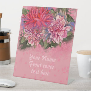 Dahlien Blumen rosa Aquarell Sockelschild